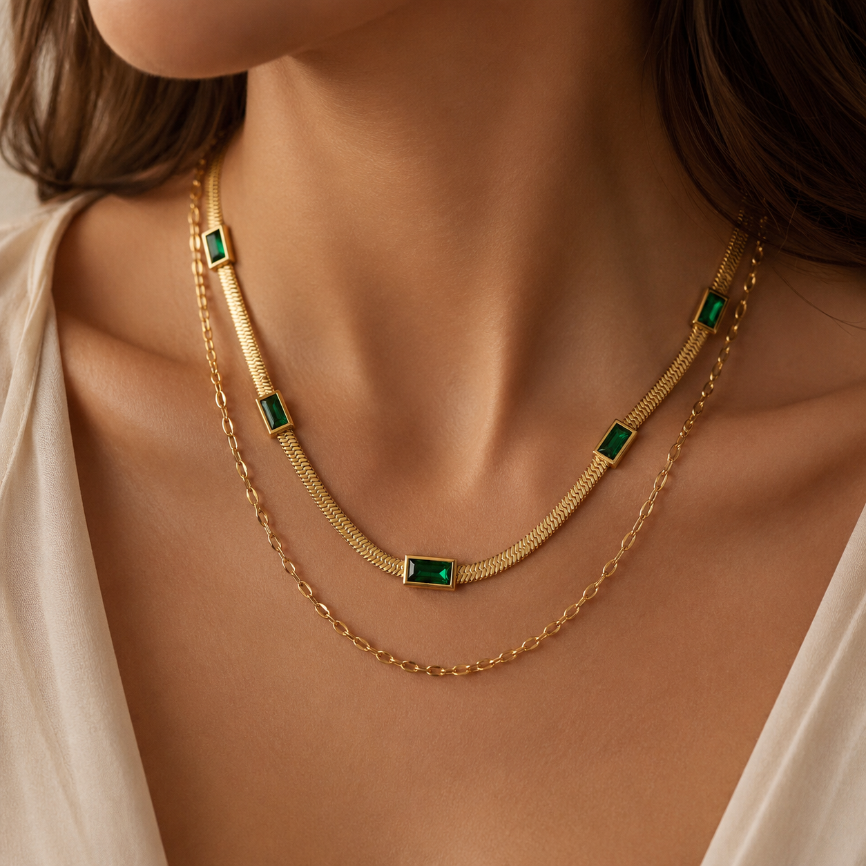 Sorella Gem Collar Retro de Doble Capa | Oro