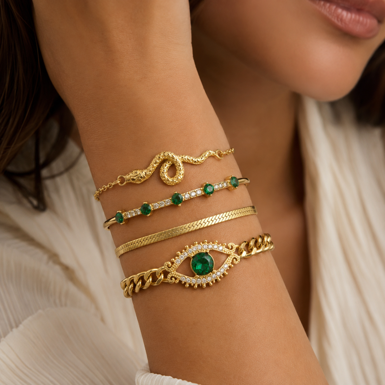 Serpina Veyra Set de Pulseras | Oro