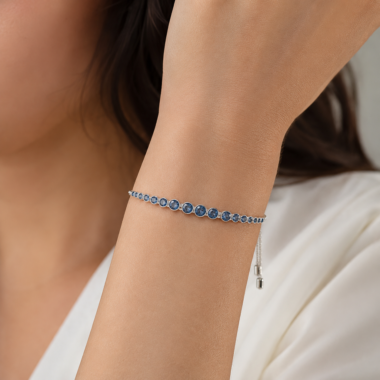 Pulsera Tennis de Zafiro | Oro Blanco