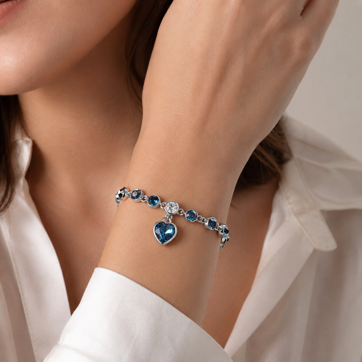 Pulsera Corazón de Océano | Oro Blanco