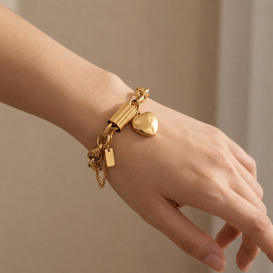 Pulsera Gruesa de Corazón | Oro