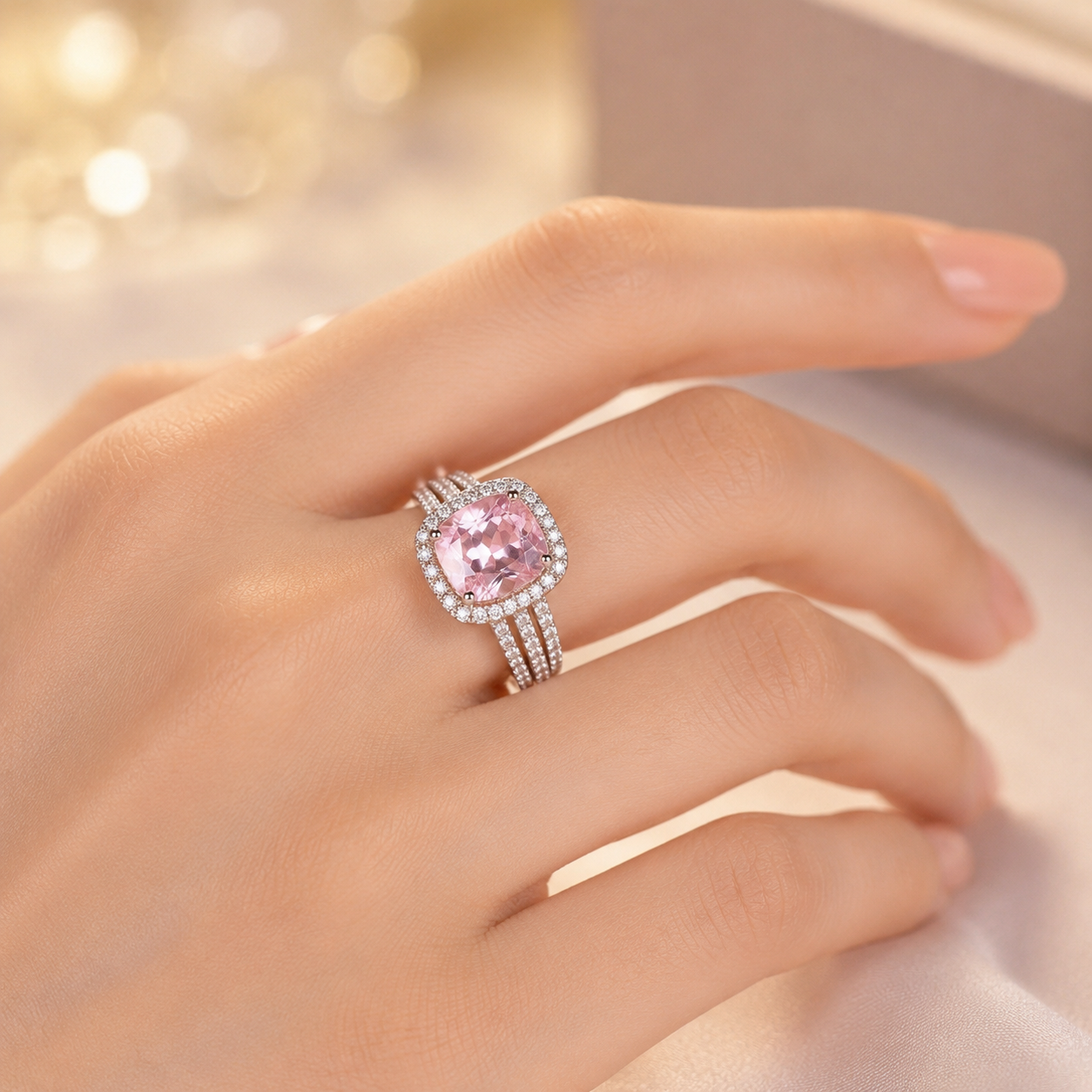 Anillo Halo de Amatista en Oro