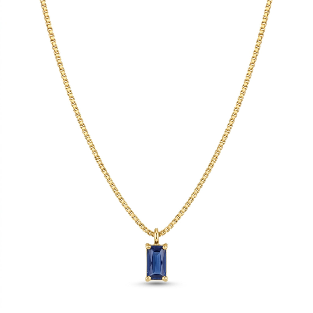 Collar con Dije de Zafiro Minimalista | Oro Blanco