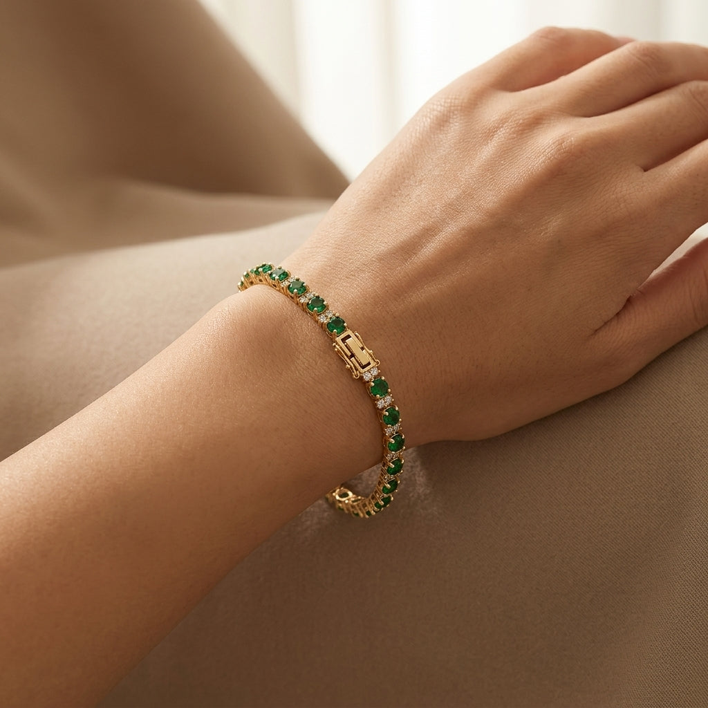 Pulsera Tennis Trío de Esmeraldas | Oro