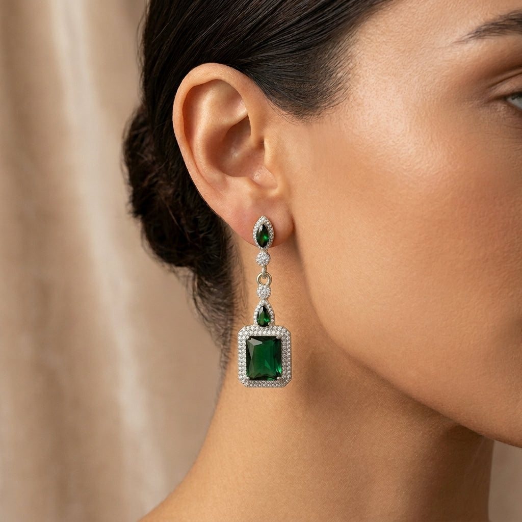 Clarion Verdancia Aretes | Oro Blanco
