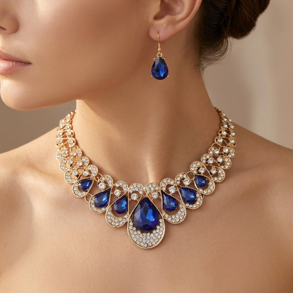 Maevina Zafiros Set de Joyería | Oro Blanco