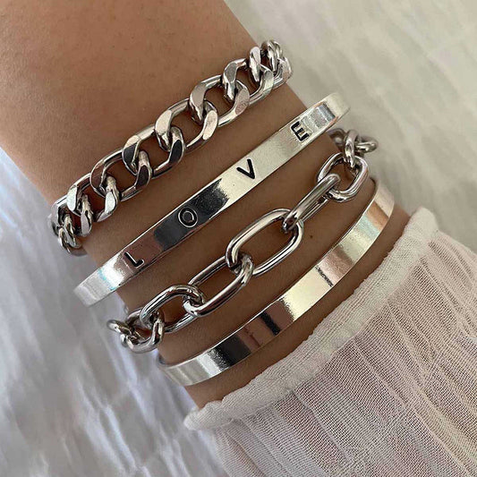 Elan Mercer Set de Pulseras | Oro Blanco