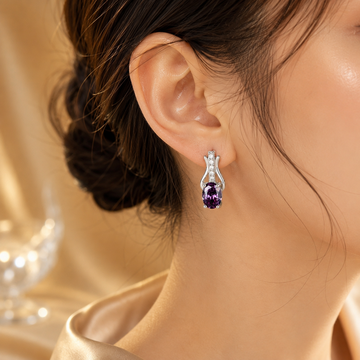 Pendientes Colgantes de Amatista en Plata