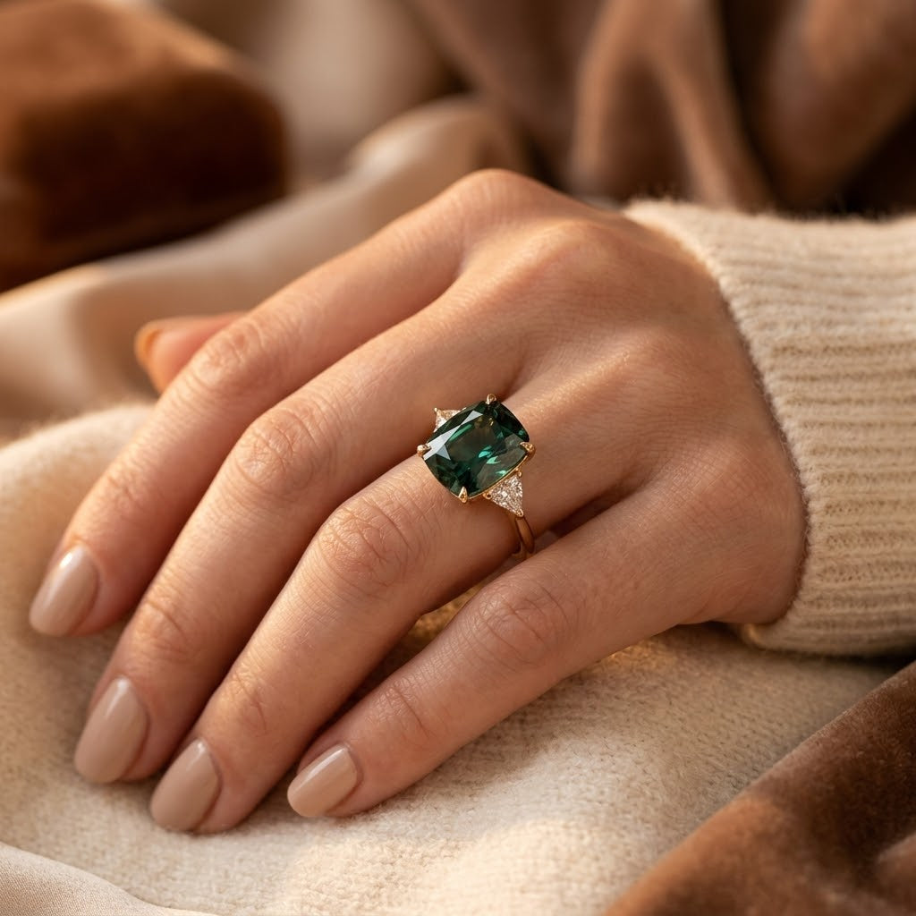 Anillo Solitario de Esmeralda en Oro