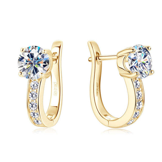 Aretes Huggie de Canal | Oro Blanco