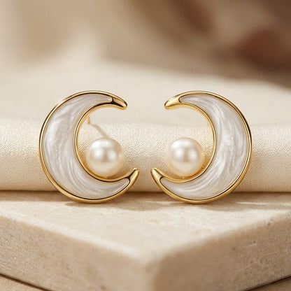 Pendientes Espiral de Perla en Oro