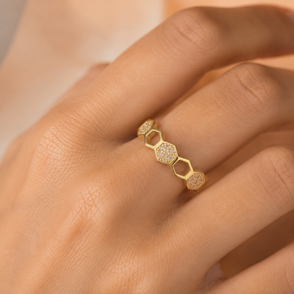 Anillo Panal de Cristal | Oro