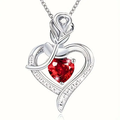 Collar Colgante Corazón de Rubí en Plata