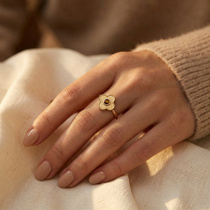 Anillo Abierto Floral en Oro
