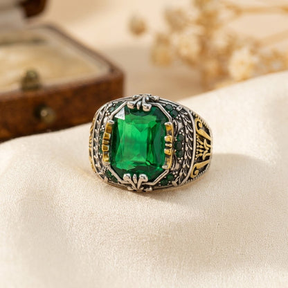 Anillo Vintage de Esmeralda en Plata