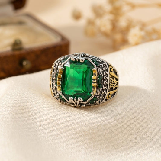 Anillo Vintage de Esmeralda en Plata