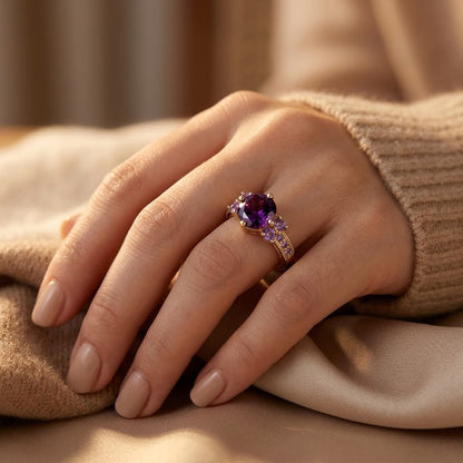 Anillo Acento de Amatista en Oro