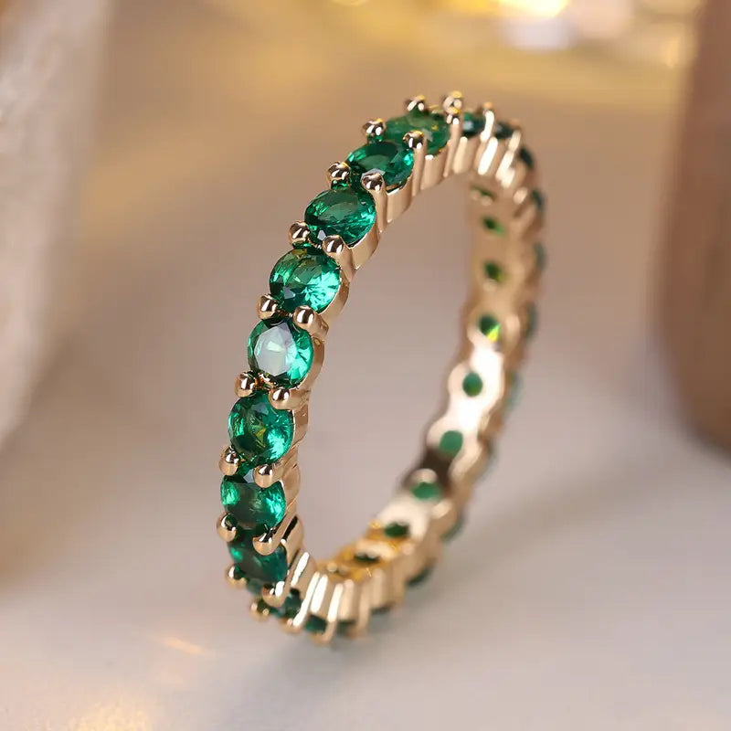 Anillo de Eternidad de Esmeralda en Oro