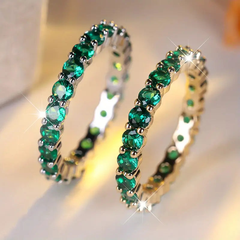 Anillo de Eternidad de Esmeralda en Oro