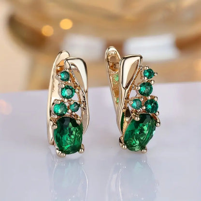 Pendientes Colgantes Racimo de Esmeralda en Oro