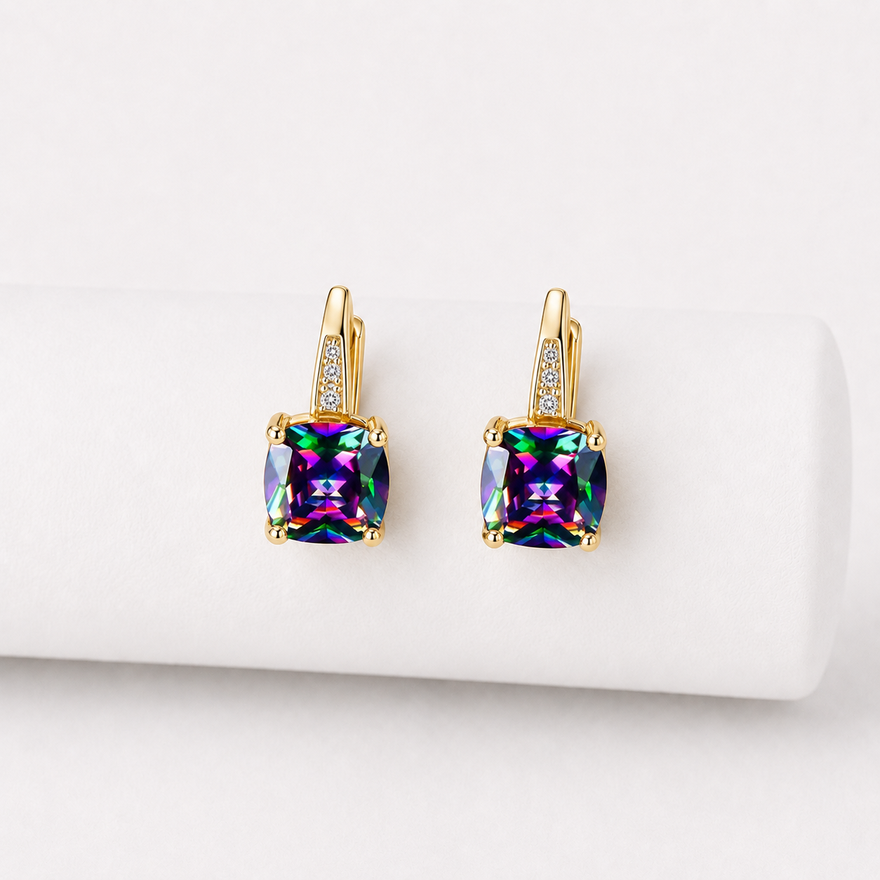 Aretes de Argolla con Piedra Mística | Oro