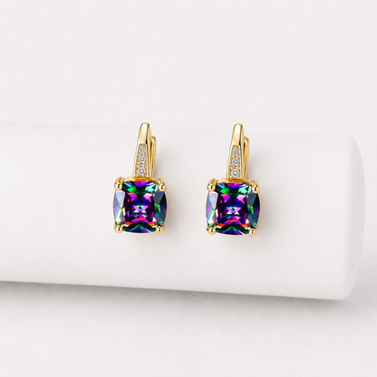 Aretes de Argolla con Piedra Mística | Oro