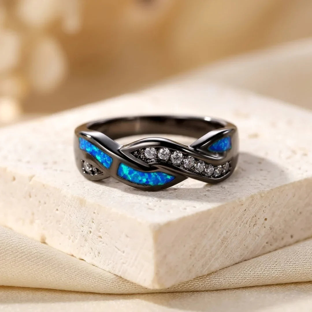 Anillo de Incrustación Trenzada en Plata