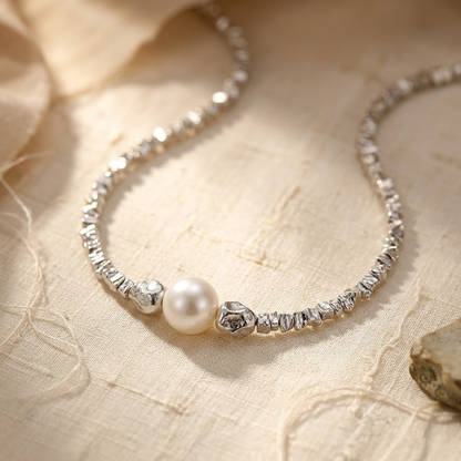 Collar Gargantilla de Perla Minimalista en Plata
