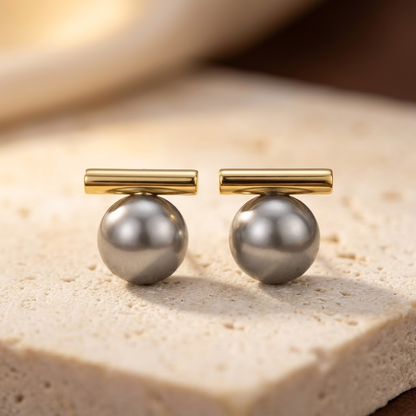 Pendientes Barra de Perla en Oro