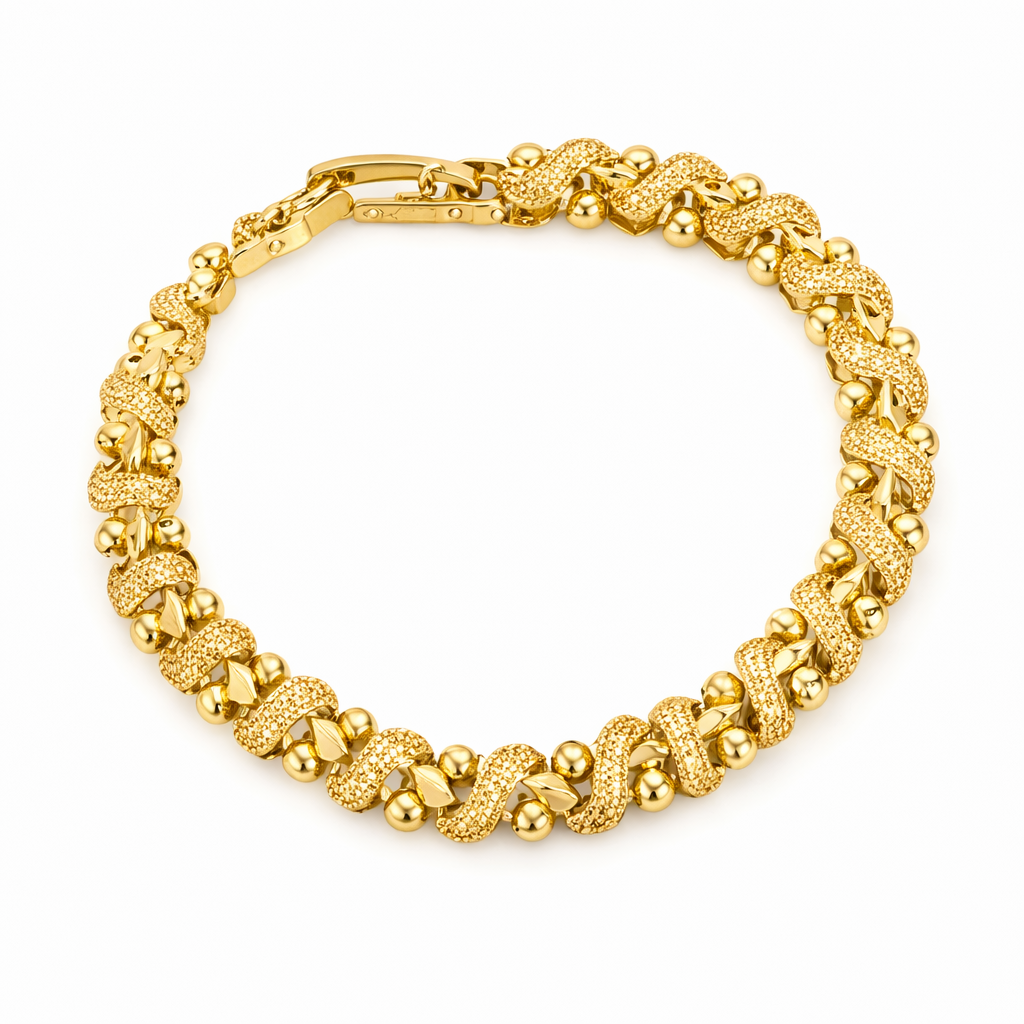 Pulsera Lirio con Onda Ornamentada | Oro