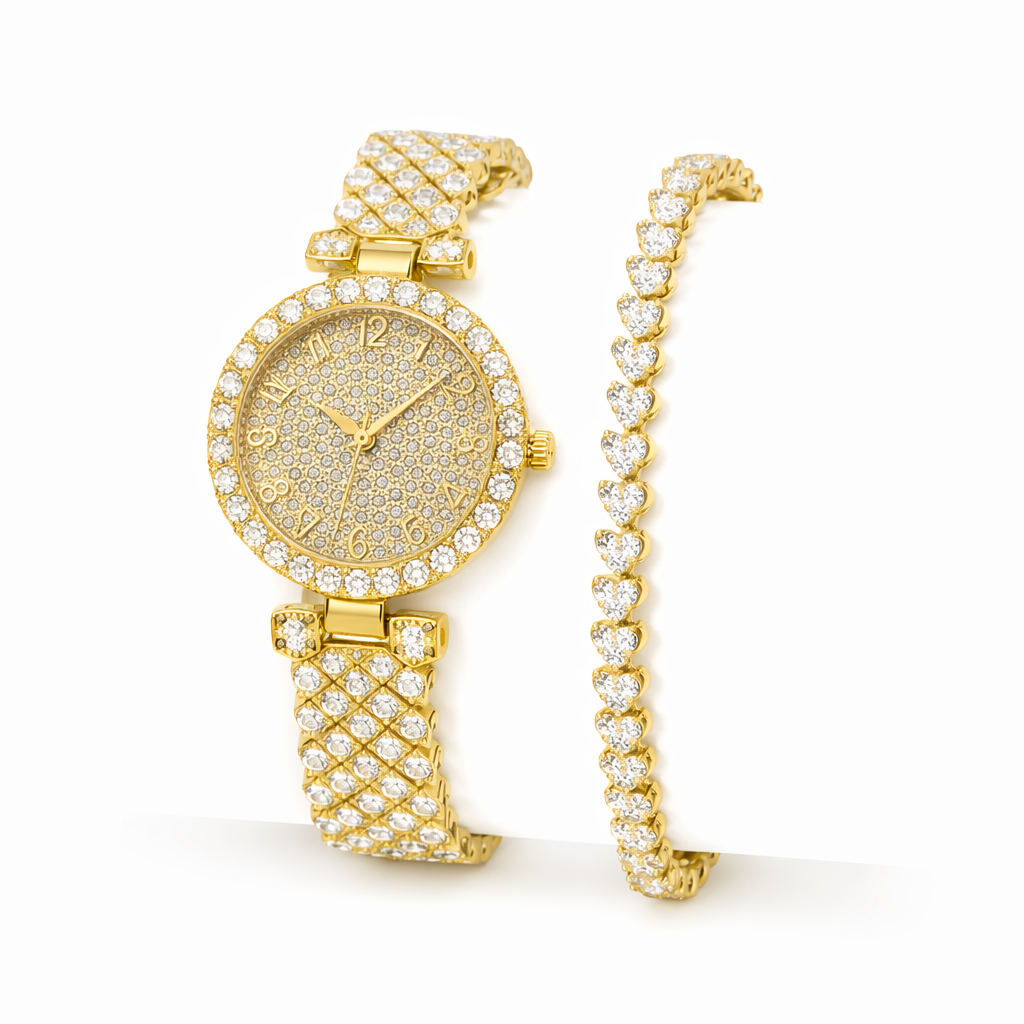 Set de Reloj y Pulsera Lujo Radiante | Oro