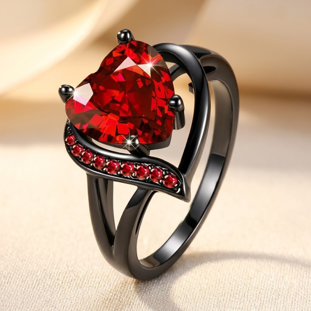 Anillo Corazón de Rubí en Plata
