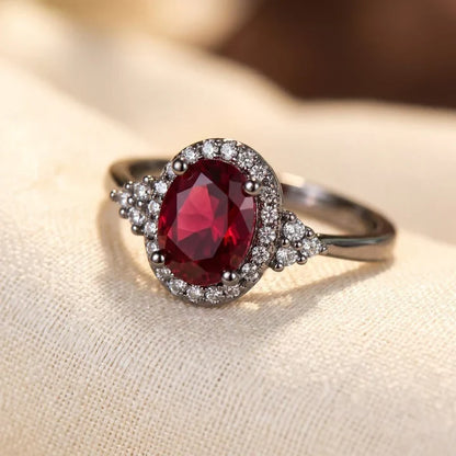 Anillo Halo de Rubí en Plata