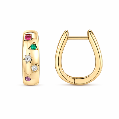 Aretes de Argolla Ola de Color | Oro