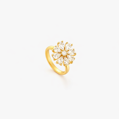 Anillo Giratorio Floral con Acento | Oro