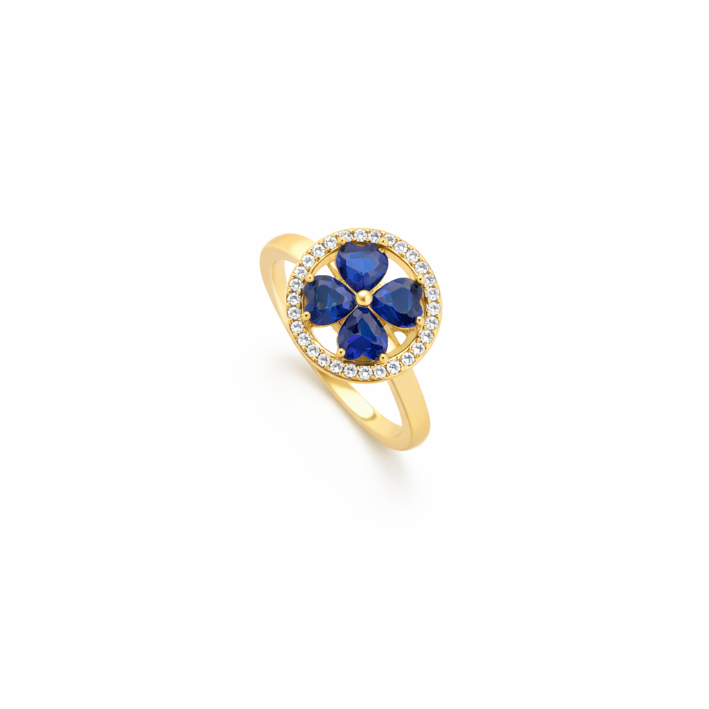 Anillo Giratorio Corazones Zafiro | Oro