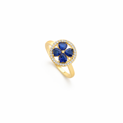 Anillo Giratorio Corazones Zafiro | Oro