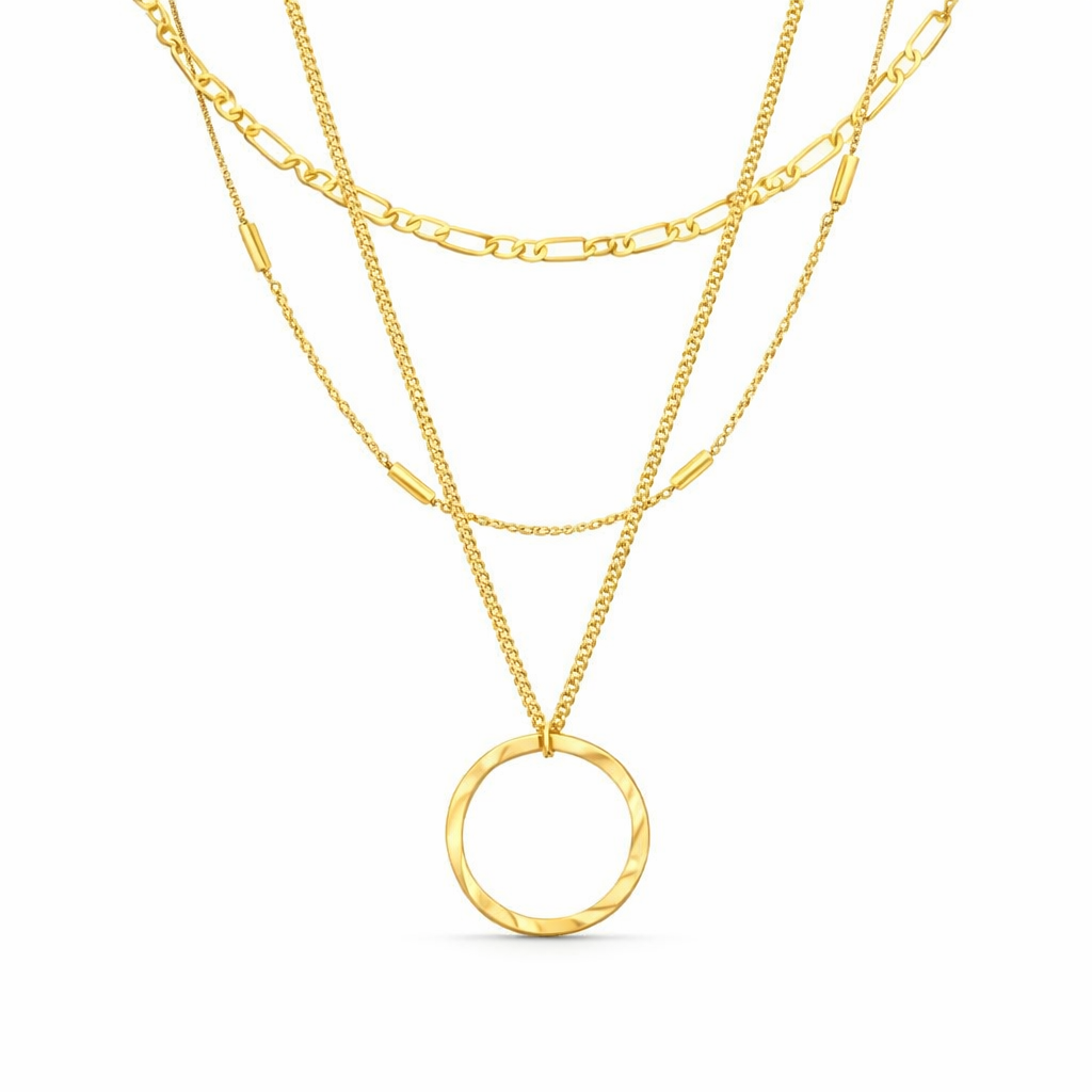 Collar Clásico de Oro de Tres Hileras