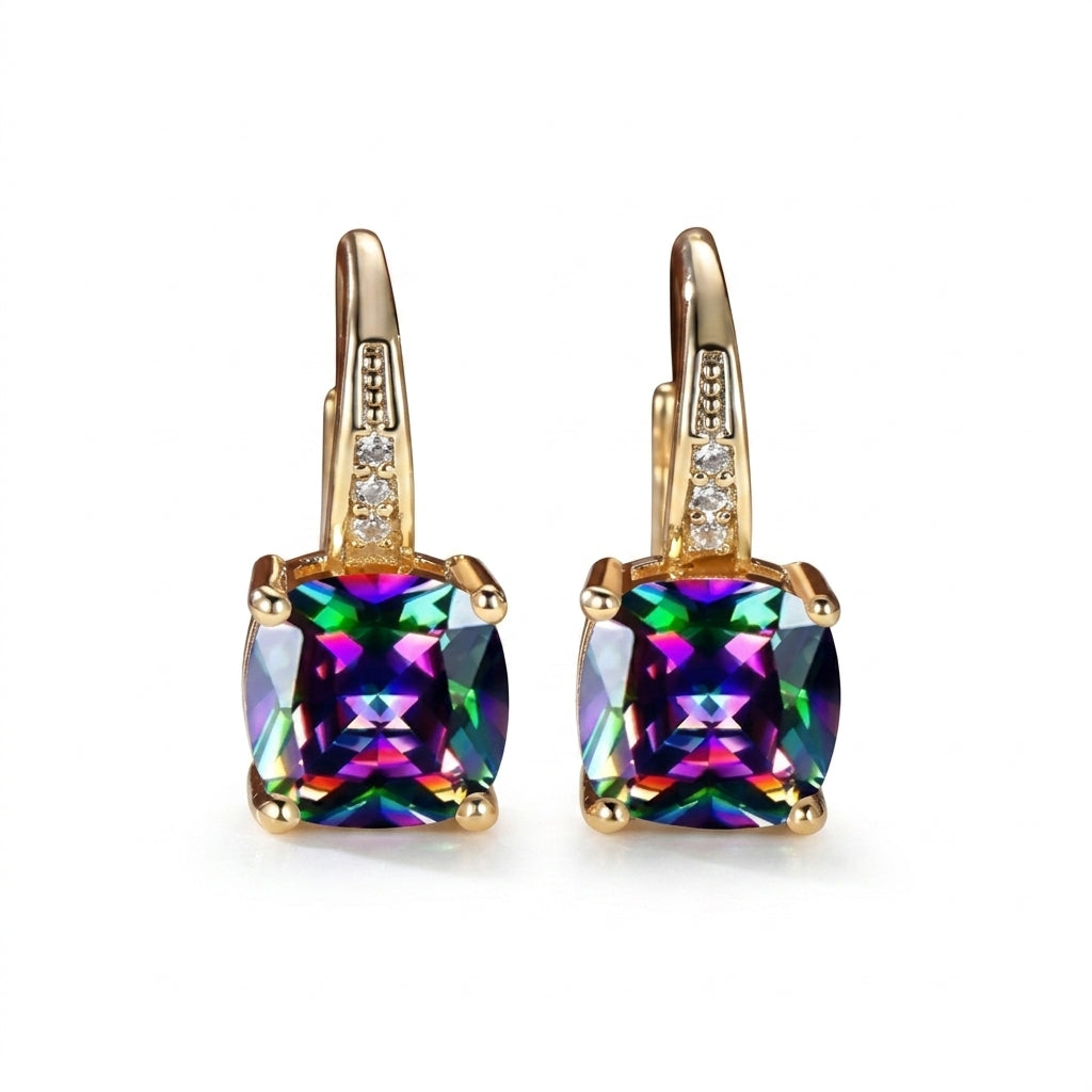 Aretes de Argolla con Piedra Mística | Oro