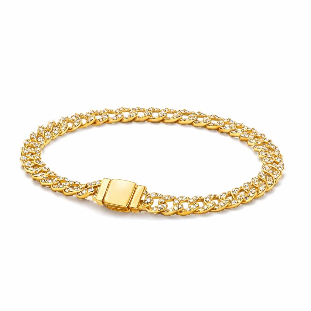 Pulsera Cubana Pavé  Oro