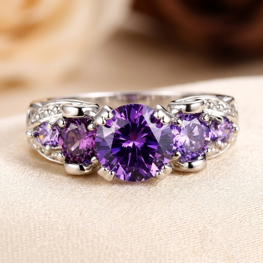 Anillo Vintage de Amatista en Plata