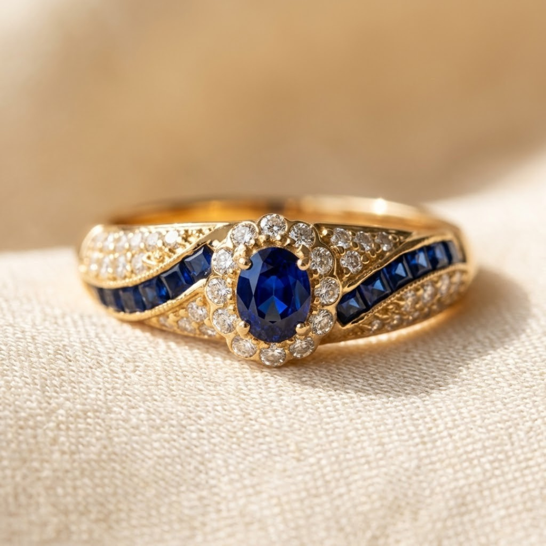 Anillo Banda de Zafiro en Oro