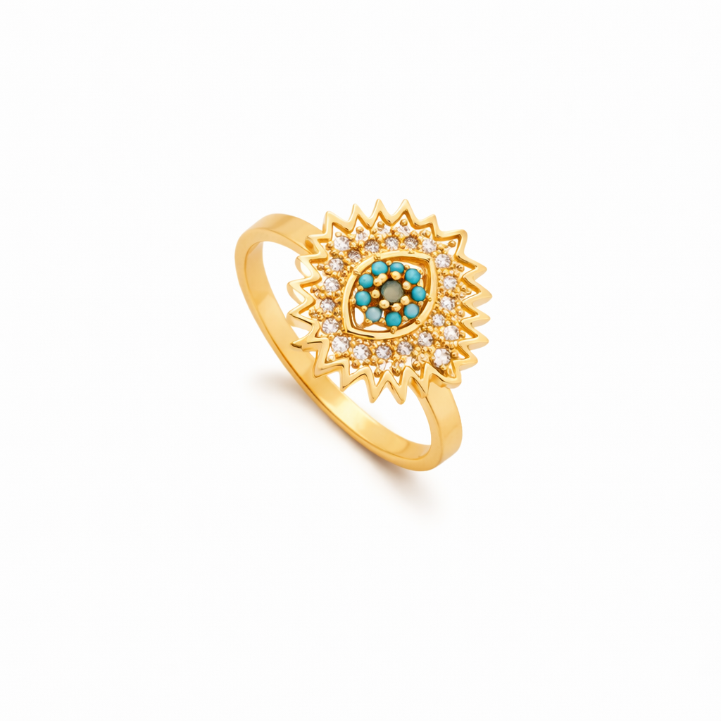Anillo Giratorio Sol Radiante de Zafiro | Oro