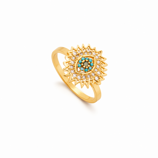 Anillo Giratorio Sol Radiante de Zafiro | Oro