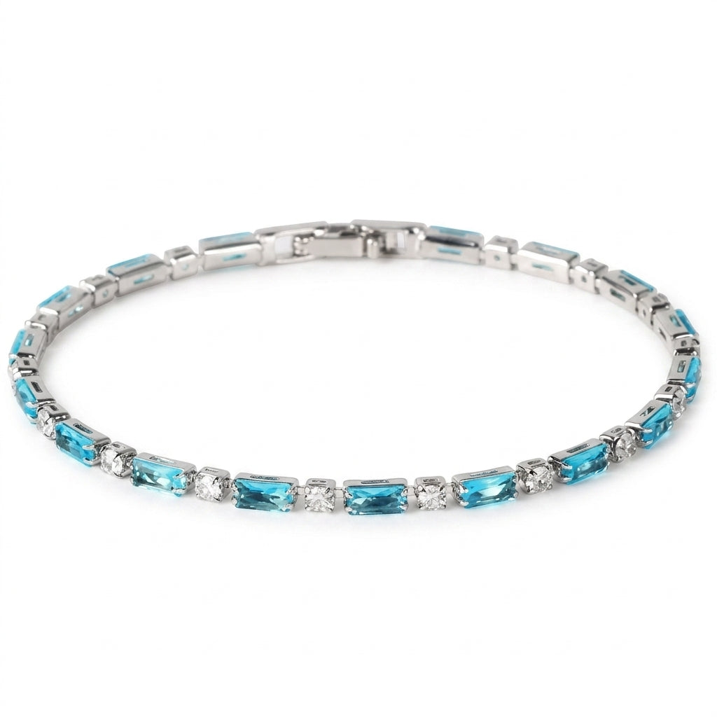 Pulsera con Piedra Turquesa Natural | Oro Blanco