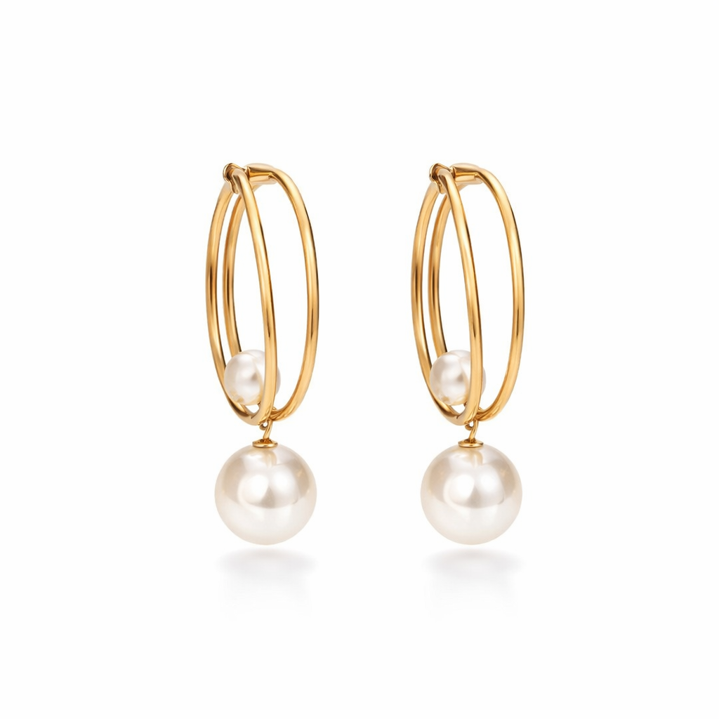 Aretes Vintage de Oro y Perlas