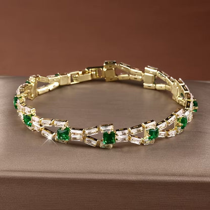 Verde Link Pulsera Tennis | Oro