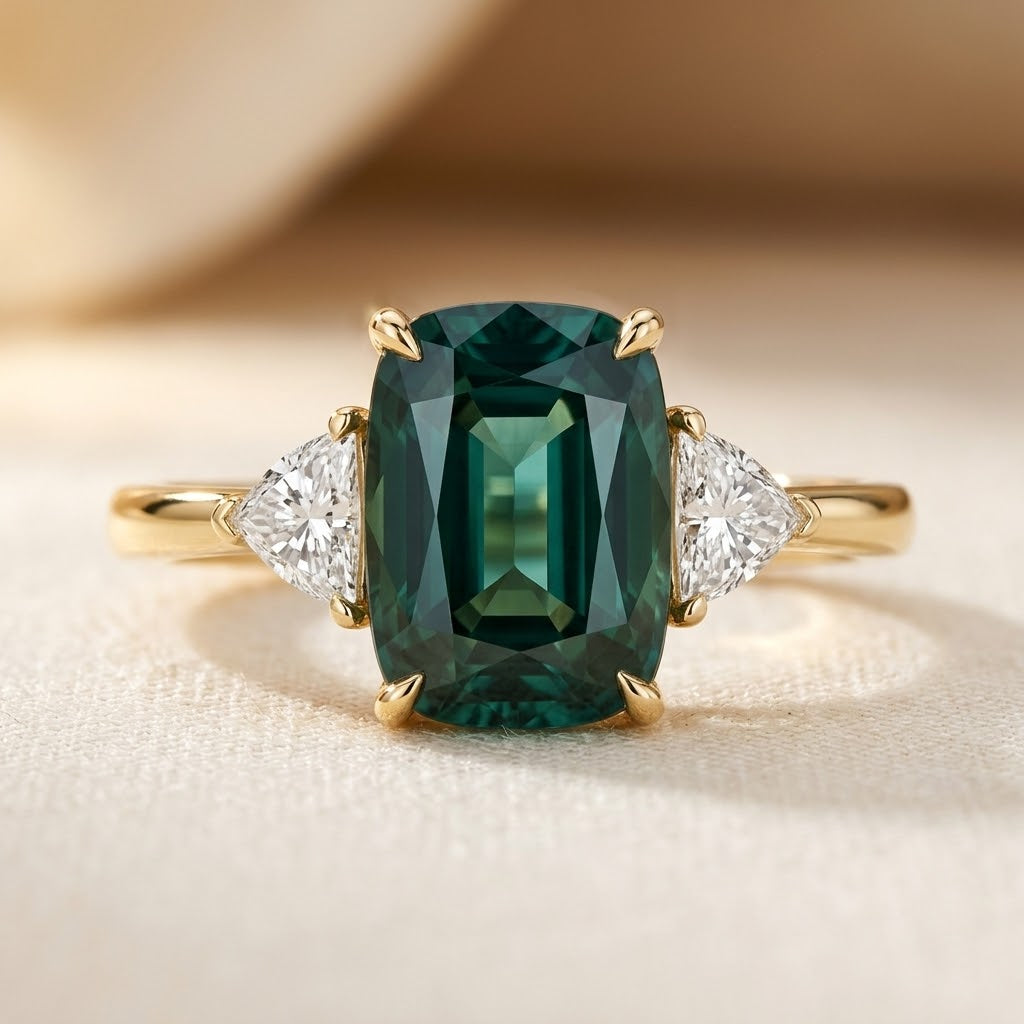 Anillo Solitario de Esmeralda en Oro