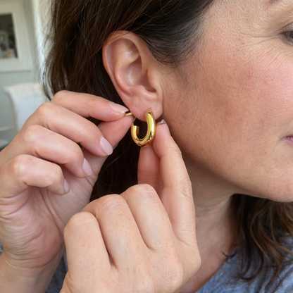 Aretes de Argolla Polvo de Estrellas | Oro