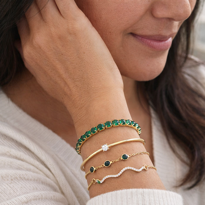 Set de Pulseras Esmeralda  Oro